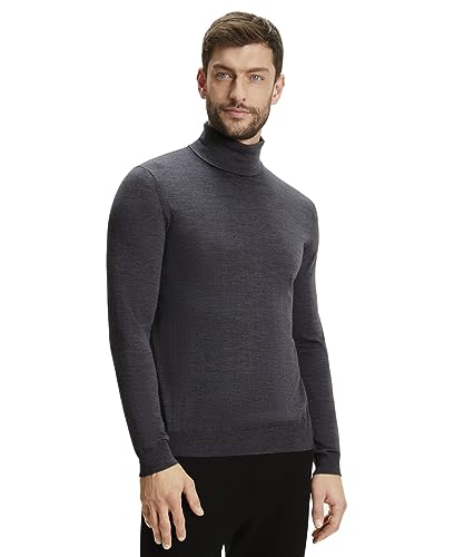 FALKE Herren Pullover Basic Roll Neck Rollkragen M Pu Wolle elegant klassisch für Business und Freizeit mit Rollkragen 1 Stück, Grau Dark Grey 3970, 3XL von FALKE