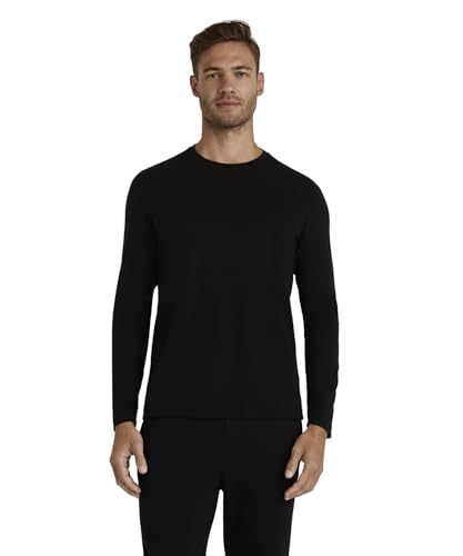 FALKE Herren Pullover Basic T-Shirt Longsleeve M L/s Sh Baumwolle weich Langarm bequem sehr leicht 1 Stück, Schwarz Black 3000, L von FALKE