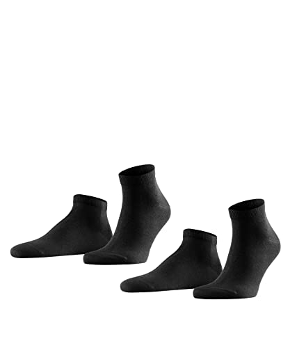 FALKE Herren Sneakersocken Happy Double Pack M Sn Baumwolle kurz einfarbig 2 Paar, Schwarz Black 3000, 43-46 von FALKE