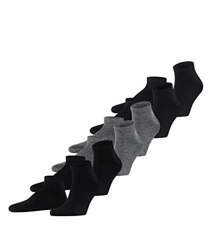 FALKE Herren Sneakersocken Happy Multipack M Sn Baumwolle kurz einfarbig 6 Paar, Mehrfarbig Black Grey 0010, 47-50 von FALKE