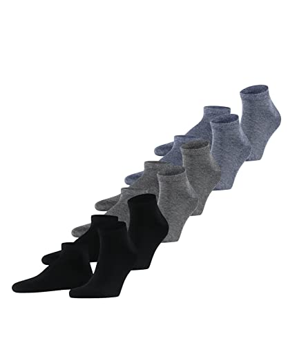 FALKE Herren Sneakersocken Happy Multipack M Sn Baumwolle kurz einfarbig 6 Paar, Mehrfarbig Black Blue Grey 0020, 39-42 von FALKE