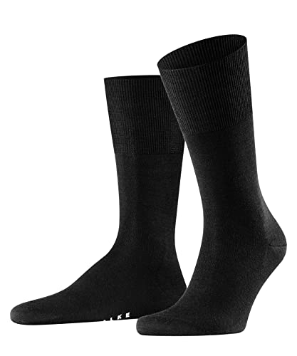 FALKE Herren Socken Airport M SO Wolle Baumwolle einfarbig 1 Paar, Schwarz (Black 3000), 45-46 von FALKE