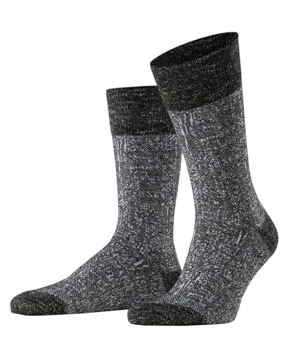 FALKE Herren Socken Artisanship M SO Baumwolle Leinen gemustert 1 Paar, Schwarz (Black 3000), 39-42 von FALKE