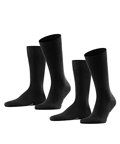 FALKE Herren Socken Happy 2-Pack M SO Baumwolle einfarbig 2 Paar, Schwarz (Black 3000), 39-42 von FALKE