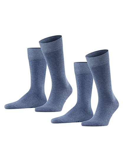 FALKE Herren Socken Happy 2-Pack M SO Baumwolle einfarbig 2 Paar, Blau (Light Denim 6660), 43-46 von FALKE