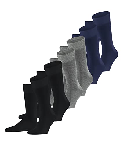 FALKE Herren Socken Happy Multipack M So Baumwolle einfarbig 6 Paar, Mehrfarbig Black Blue Grey 0020, 43-46 von FALKE