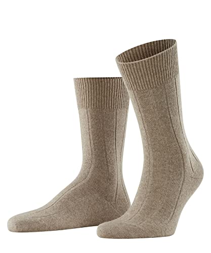 FALKE Herren Socken Lhasa Rib M SO Wolle Kaschmir einfarbig 1 Paar, Braun (Nutmeg Melange 5410), 43-46 von FALKE