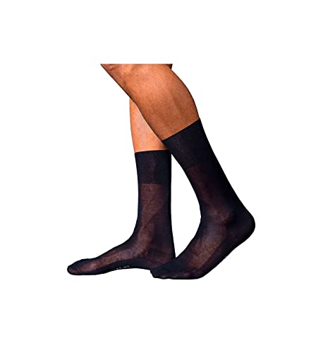 FALKE Herren Socken No. 9 M SO Pure Fil d´Écosse Baumwolle einfarbig 1 Paar, Blau (Dark Navy 6370), 41-42 von FALKE