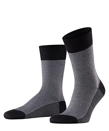 FALKE Herren Socken Sensitive Herringbone M SO Wolle mit Komfortbund 1 Paar, Schwarz (Black 3000), 45-46 von FALKE