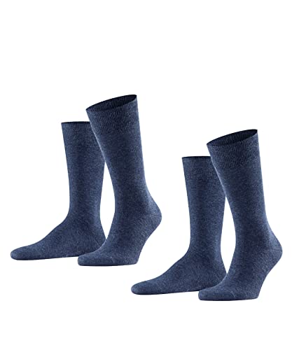 FALKE Herren Socken Swing Multipack M So Baumwolle einfarbig 2 Paar, Blau Navy Blue Melange 6490, 43-46 von FALKE