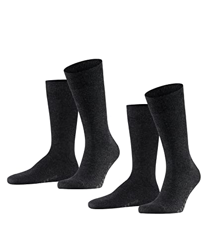 FALKE Herren Socken Swing Multipack M So Baumwolle einfarbig 2 Paar, Grau Anthracite Melange 3080, 43-46 von FALKE