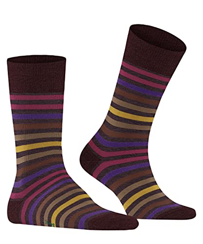 FALKE Herren Socken Tinted Stripe Wolle Baumwolle gemustert 1 Paar, Lila (Autumn Berry 8545), 39-42 von FALKE