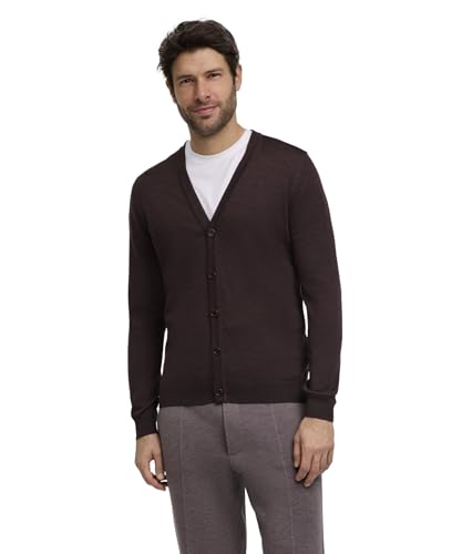 FALKE Herren Strickjacke Basic New Merino Cardigan M Cr Wolle weich elegant klassisch für Business und Freizeit 1 Stück, Braun Dark Brown 5450, XL von FALKE