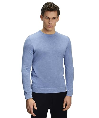 FALKE Herren Pullover Basic New Merino Crew Neck M PU Wolle weich hautfreundlich 1 Stück, Blau (Azur Melange 6857), 3XL von FALKE