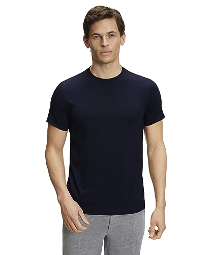 FALKE Herren T-Shirt Basic Round Neck M S/s Sh Baumwolle weich kurzarm bequem sehr leicht 1 Stück, Blau Space Blue 6116, M von FALKE