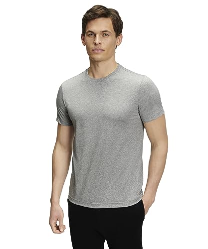 FALKE Herren T-Shirt Basic Round Neck M S/s Sh Baumwolle weich kurzarm bequem sehr leicht 1 Stück, Grau Light Grey 3400, M von FALKE