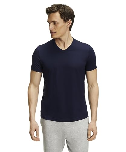 FALKE Herren T-Shirt Basic V-Neck M S/s Sh Baumwolle weich kurzarm bequem sehr leicht 1 Stück, Blau Space Blue 6116, XL von FALKE