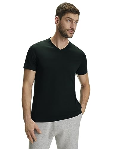 FALKE Herren T-Shirt Basic V-Neck M S/s Sh Baumwolle weich kurzarm bequem sehr leicht 1 Stück, Grün Thyme 7454, XL von FALKE