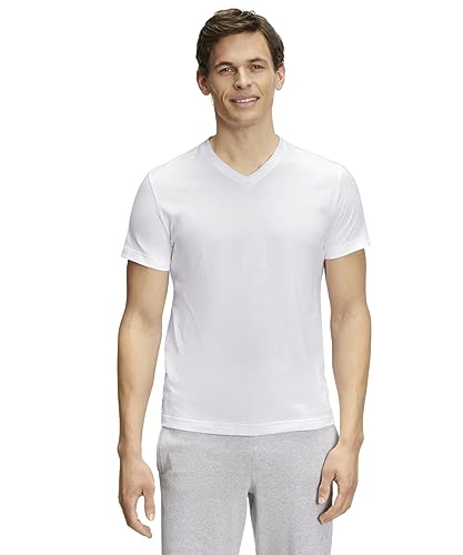 FALKE Herren T-Shirt Basic V-Neck M S/s Sh Baumwolle weich kurzarm bequem sehr leicht 1 Stück, Weiß White 2000, M von FALKE