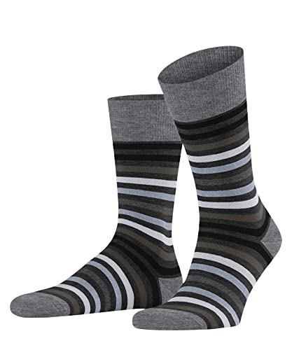 FALKE Herren Socken Tinted Stripe M SO Wolle Baumwolle gemustert 1 Paar, Grau (Asphalt Melange 3180), 39-42 von FALKE