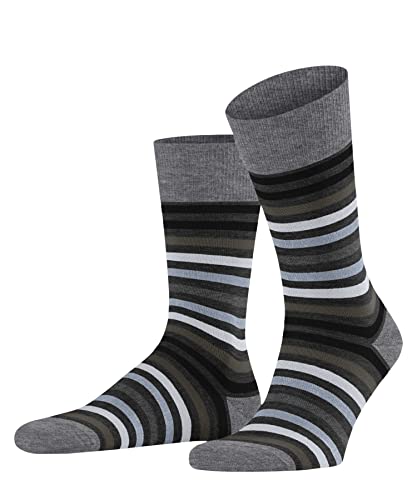 FALKE Herren Socken Tinted Stripe M So Wolle Baumwolle gemustert 1 Paar, Grau Asphalt Melange 3180, 39-42 von FALKE