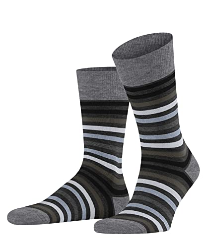 FALKE Herren Socken Tinted Stripe M SO Wolle Baumwolle gemustert 1 Paar, Grau (Asphalt Melange 3180), 47-50 von FALKE