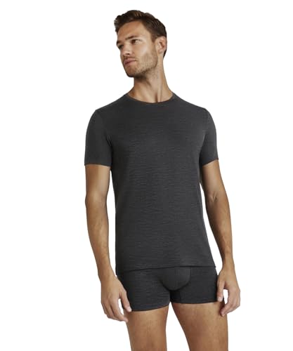 FALKE Herren Unterwäsche Daily ClimaWool Crew Neck M S/s Ts Wolle Lyocell schnelltrocknend 1 Stück, Grau Dark Grey Heather 3278, XL von FALKE