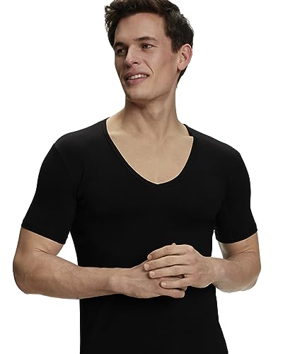FALKE Herren Unterwäsche Daily Climate Control Outlast® Deep V-Neck M S/s Ts Baumwolle schnelltrocknend 1 Stück, Schwarz Black 3000, XXL von FALKE