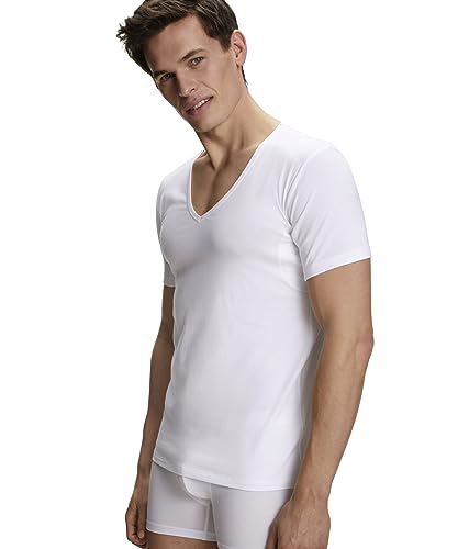 FALKE Herren Unterwäsche Daily Climate Control Outlast® Deep V-Neck M S/s Ts Baumwolle schnelltrocknend 1 Stück, Weiß White 2000, 3XL von FALKE
