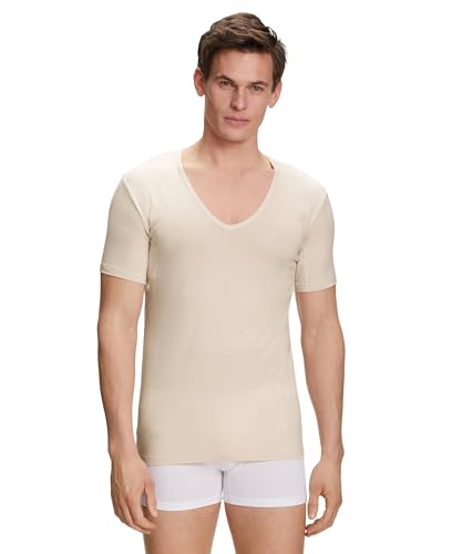 FALKE Herren Unterwäsche Daily Climate Control Outlast® V Neck M S/S TS Baumwolle schnelltrocknend 1 Stück, Beige (Vale 4016), L von FALKE