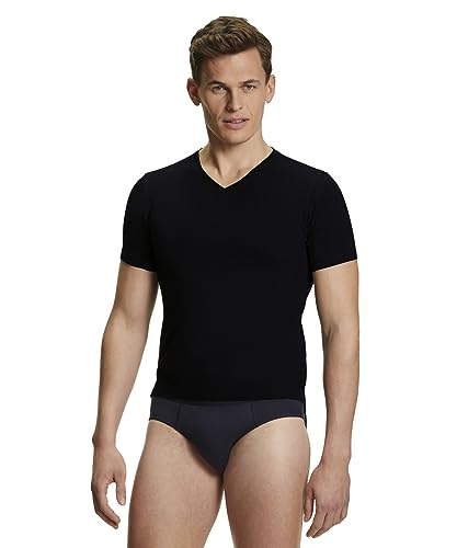 FALKE Herren Unterwäsche Daily Climate Control Outlast® V Neck M S/s Ts Baumwolle schnelltrocknend 1 Stück, Schwarz Black 3000, M von FALKE
