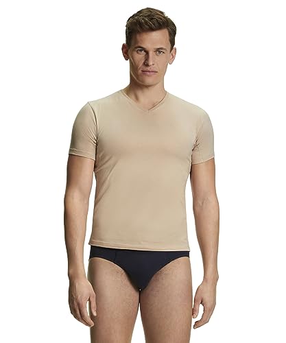 FALKE Herren Unterwäsche Daily Climate Control Outlast® V Neck M S/s Ts Baumwolle schnelltrocknend 1 Stück, Braun Camel 4220, L von FALKE