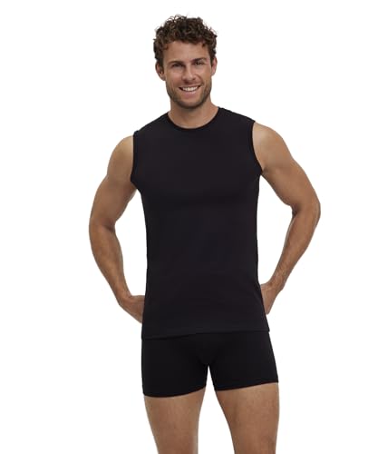 FALKE Herren Unterwäsche Daily Comfort Multipack Muscle Shirt M S/l Sh Baumwolle atmungsaktiv 2 Stück, Schwarz Black 3000, XXL von FALKE