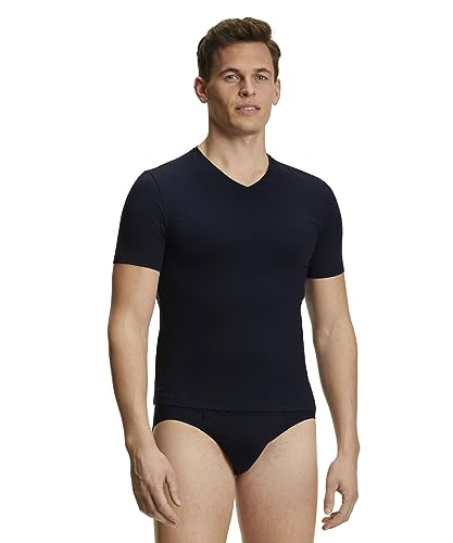 FALKE Herren Unterwäsche Daily Comfort Multipack V Neck M S/s Ts Baumwolle atmungsaktiv 2 Stück, Grau Midnight 6366, L von FALKE