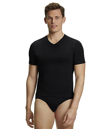 FALKE Herren Unterwäsche Daily Comfort Multipack V Neck M S/s Ts Baumwolle atmungsaktiv 2 Stück, Schwarz Black 3000, XXL von FALKE
