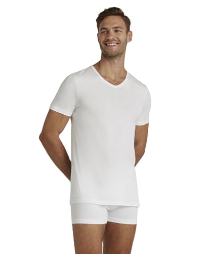 FALKE Herren Unterwäsche Daily Natural V-Neck M S/s Ts Baumwolle atmungsaktiv 1 Stück, Weiß White 2000, M von FALKE