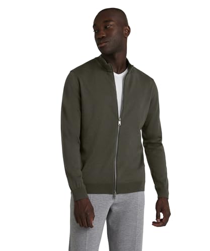 FALKE Herren Basic New Merino Zip M JA Wolle weich hautfreundlich 1 Stück Jacke, Grün (Wood Melange 7358), XL von FALKE