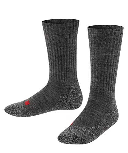 FALKE Unisex Kinder Socken Active Warm K So Wolle Funktionsmaterial dick atmungsaktiv einfarbig 1 Paar, Grau Asphalt Melange 3180, 23-26 von FALKE