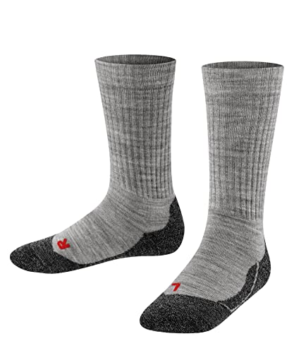 FALKE Unisex Kinder Socken Active Warm K SO Wolle dick atmungsaktiv 1 Paar, Grau (Mid Grey Melange 3530), 27-30 von FALKE