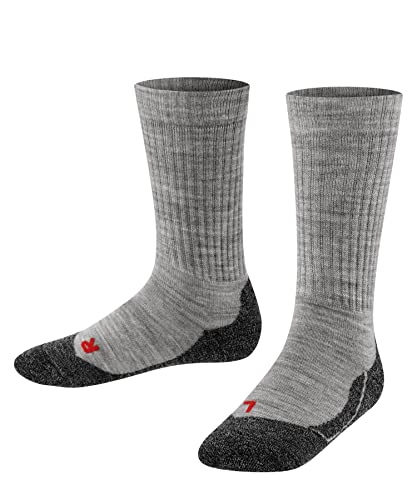 FALKE Unisex Kinder Socken Active Warm K So Wolle Funktionsmaterial dick atmungsaktiv einfarbig 1 Paar, Grau Mid Grey Melange 3530, 27-30 von FALKE