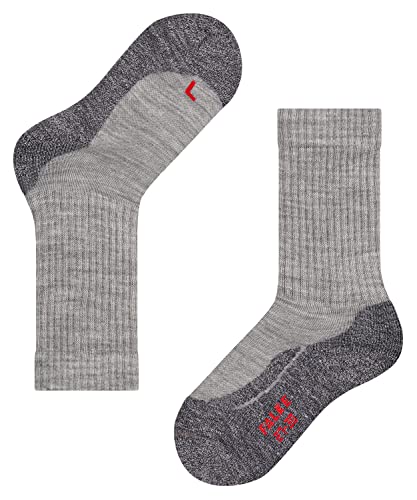 FALKE Unisex Kinder Socken Active Warm K SO Wolle dick atmungsaktiv 1 Paar, Grau (Mid Grey Melange 3530), 35-38 von FALKE