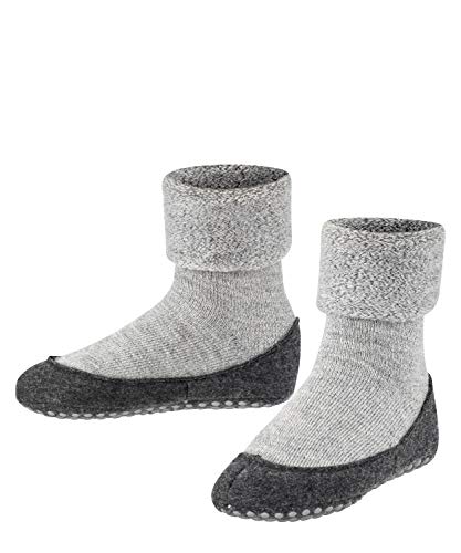 FALKE Unisex Kinder Hausschuh-Socken Cosyshoe K HP Wolle rutschhemmende Noppen 1 Paar, Grau (Light Grey 3400), 35-36 von FALKE
