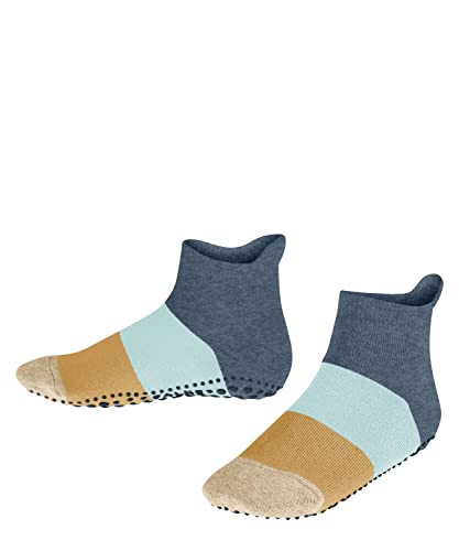 FALKE Unisex Kinder Hausschuh-Socken Colour Block K HP Baumwolle rutschhemmende Noppen 1 Paar, Blau (Navy Blue Melange 6490), 35-38 von FALKE
