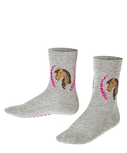 FALKE Unisex Kinder Socken Horse K SO Baumwolle gemustert 1 Paar, Grau (Light Grey 3400) neu - umweltfreundlich, 31-34 von FALKE