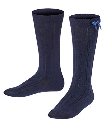 FALKE Unisex Kinder Kniestrümpfe Ajour K Kh Baumwolle lang gemustert 1 Paar, Blau Marine 6120, 31-34 von FALKE