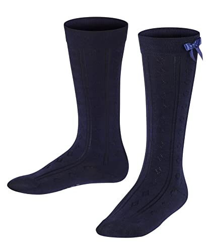 FALKE Unisex Kinder Kniestrümpfe Ajour K KH Baumwolle lang gemustert 1 Paar, Blau (Marine 6120), 39-42 von FALKE