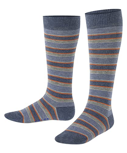 FALKE Unisex Kinder Kniestrümpfe Mixed Stripe, Baumwolle, 1 Paar, Blau (Light Denim 6660), 27-30 von FALKE