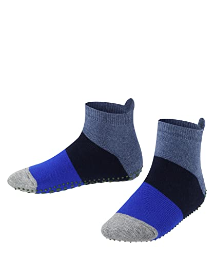 FALKE Unisex Kinder Hausschuh-Socken Colour Block K HP Baumwolle rutschhemmende Noppen 1 Paar, Blau (Denim 6666), 23-26 von FALKE