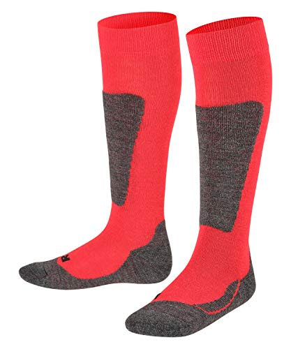 FALKE Unisex Kinder Skisocken Active Ski K Kh Wolle Funktionsmaterial warm dick 1 Paar, Rot Fire 8150, 23-26 von FALKE