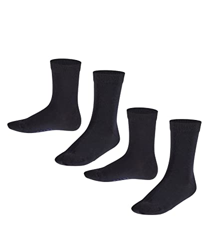 FALKE Unisex Kinder Socken Happy Double Pack K So Baumwolle einfarbig 2 Paar, Blau Navy Blue 0030, 27-30 von FALKE